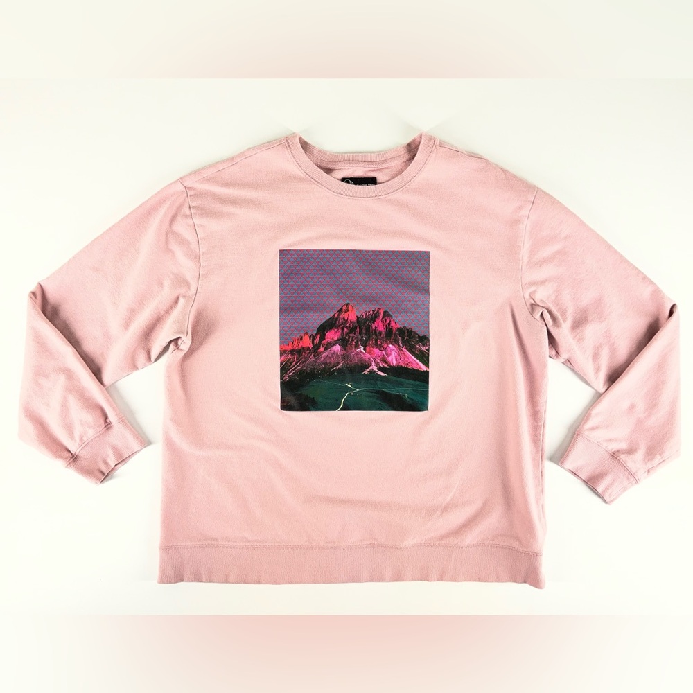 Original Use Men's XL Regular Fit Light‎ Pink Crewneck Sweatshirt Mountain Print